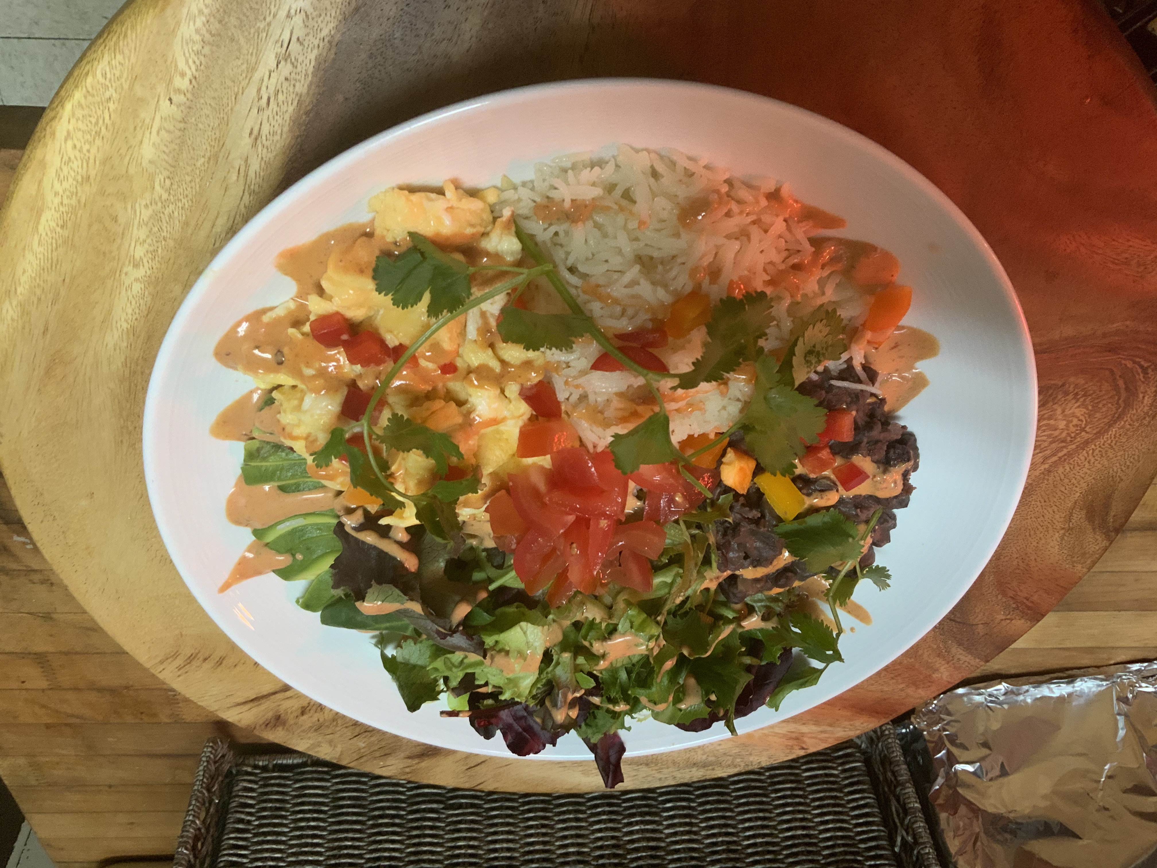 Breakfast bowl with eggs, greens, and a calm cafe vibe in Vancouver